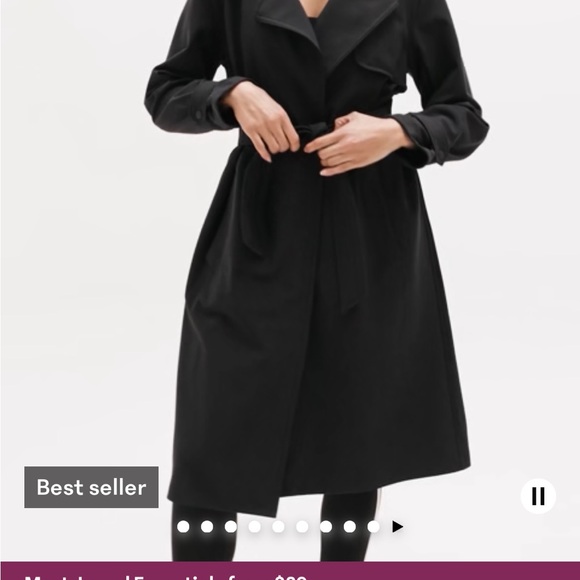 Athleta Black Trench Coat - Picture 7 of 8